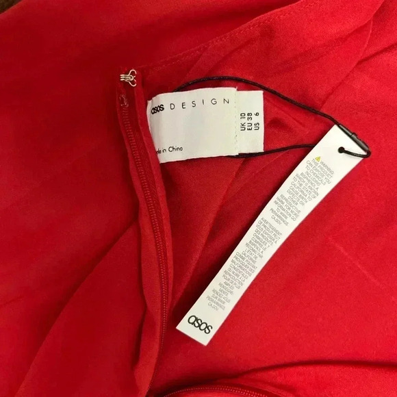 ASOS Designs Corset Dress Red Size 6 Maxi Sheer Panel Bodice Formal Sexy Cut Out - Picture 12 of 16